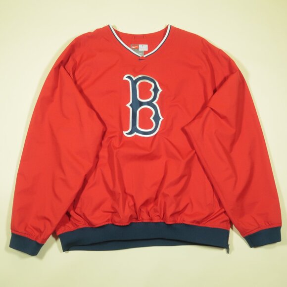 Vintage Nike Boston Red Sox Pullover Mens 2XL Red Windbreaker Swoosh V Neck Y2K - Picture 2 of 6
